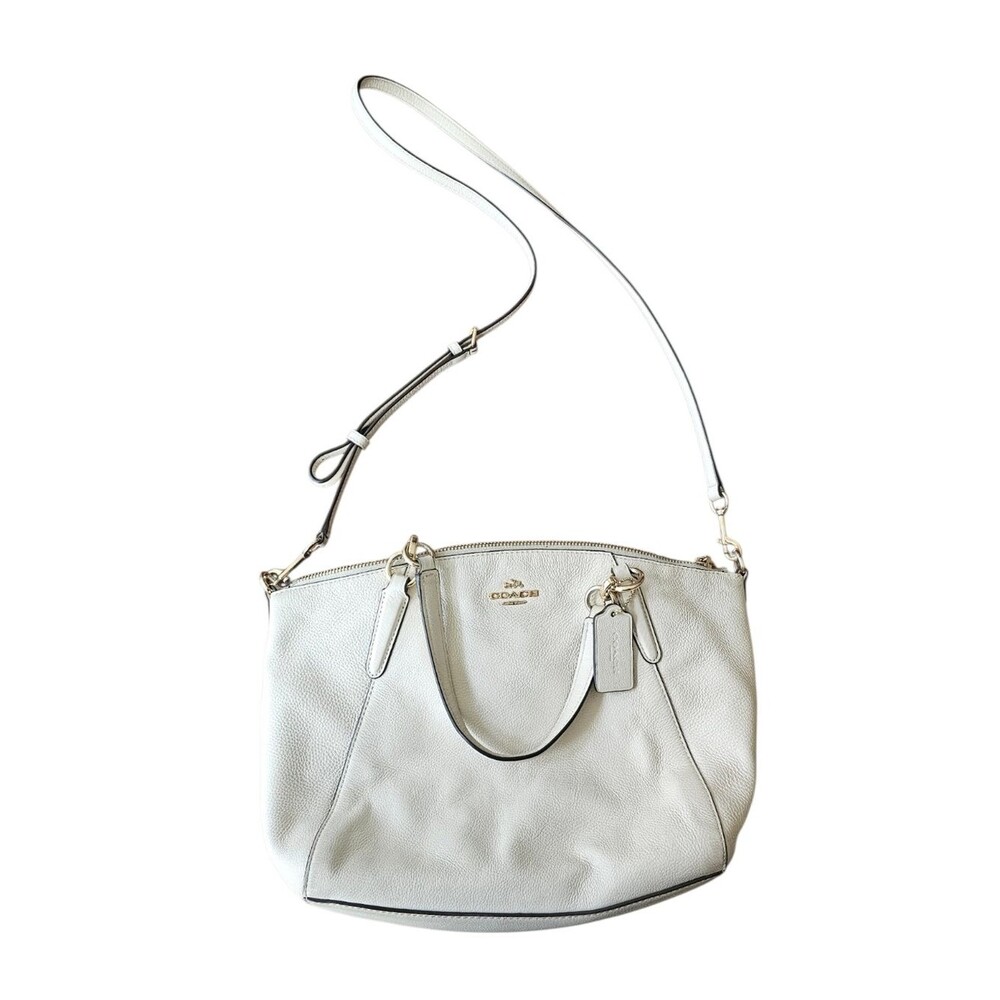 Coach Kelsey Pebbled Leather White Shoulder Bag with Crossbody Strap